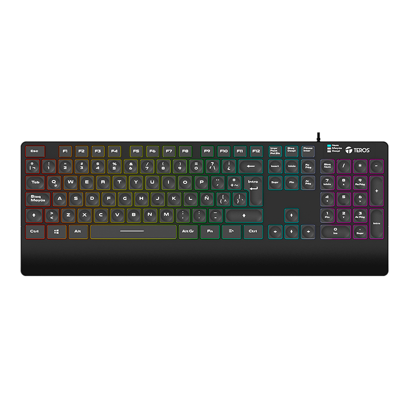 TEROS Teclado Gaming Teros TE-4141N, Slim , Retro-Iluminado, USB, Español