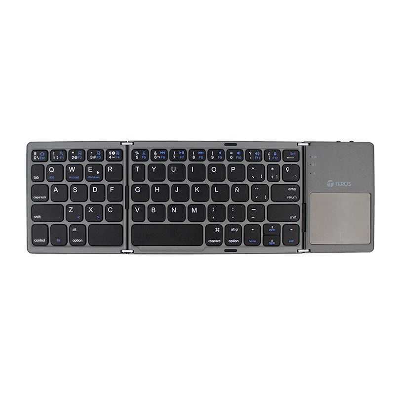 TEROS Teclado inalámbrico plegable TEROS TE-4075S, BT 3.0, gris