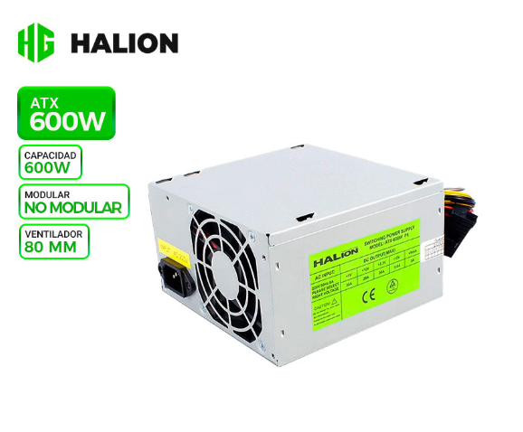FUENTE DE PODER HALION ATX-600W P8, 600W