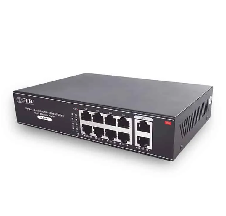 Switch 10 Puertos Giga Ethernet con 8 puertos PoE+