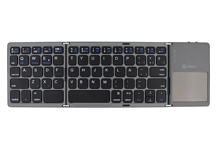 Teclado inalámbrico plegable TEROS TE-4075S, BT 3.0, gris