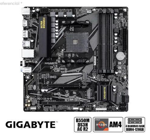 Placa Madre Gigabyte B550m Ds3h Ac R2 (b550m Ds3h Ac R2) Socket Am4, Ram Ddr4 Buss 4733oc Mhz, Wifi